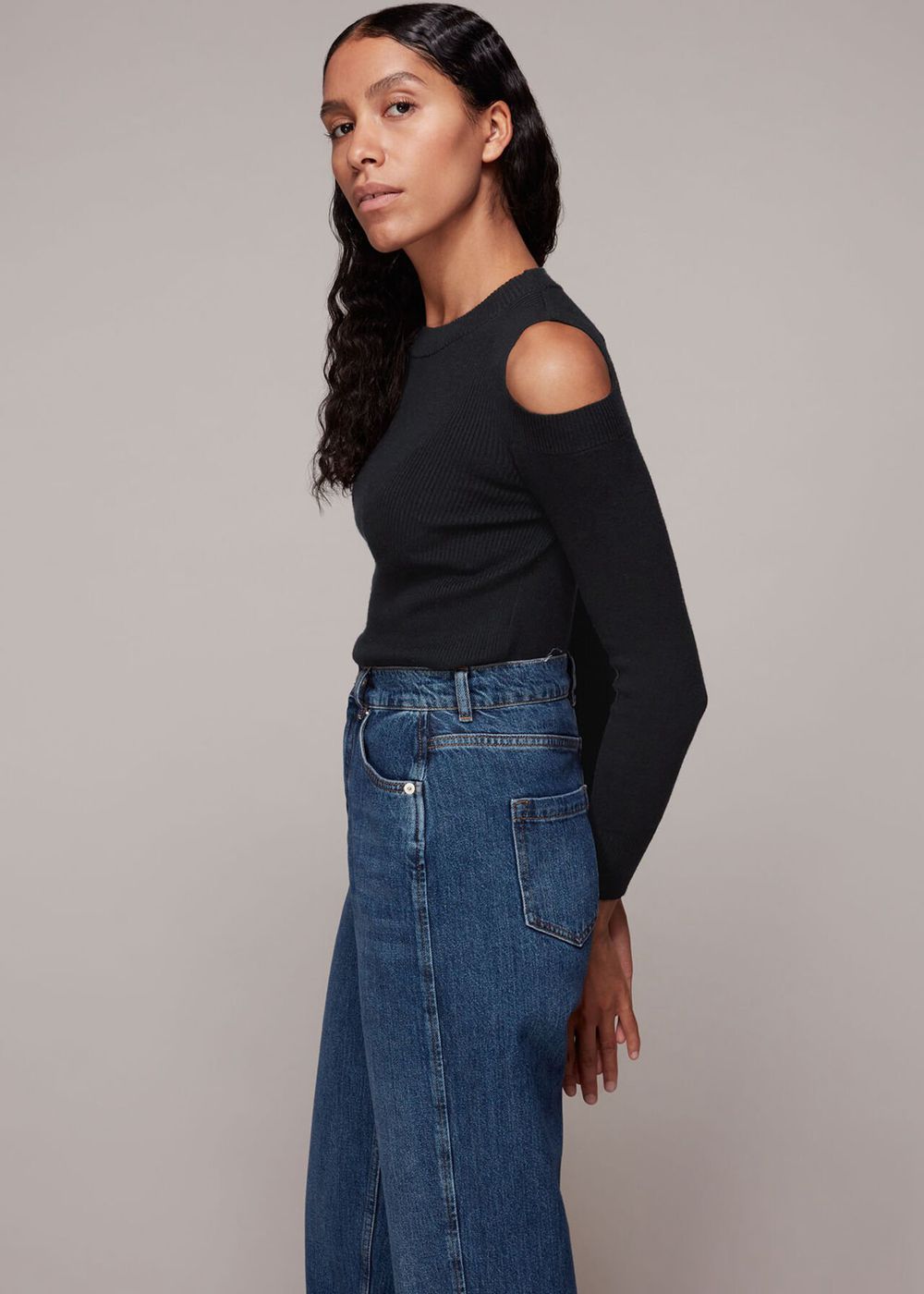 Whistles Cold Shoulder Knitwear Black | US-28490TVMJ