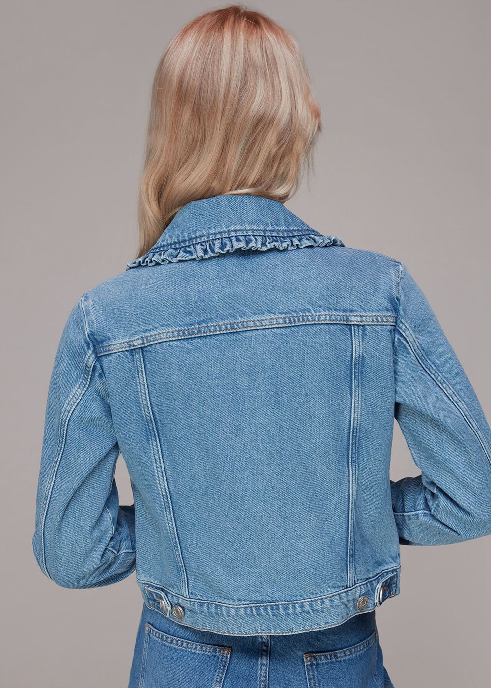 Whistles Collar Detail Denim Jacket Blue | US-65142XVYE