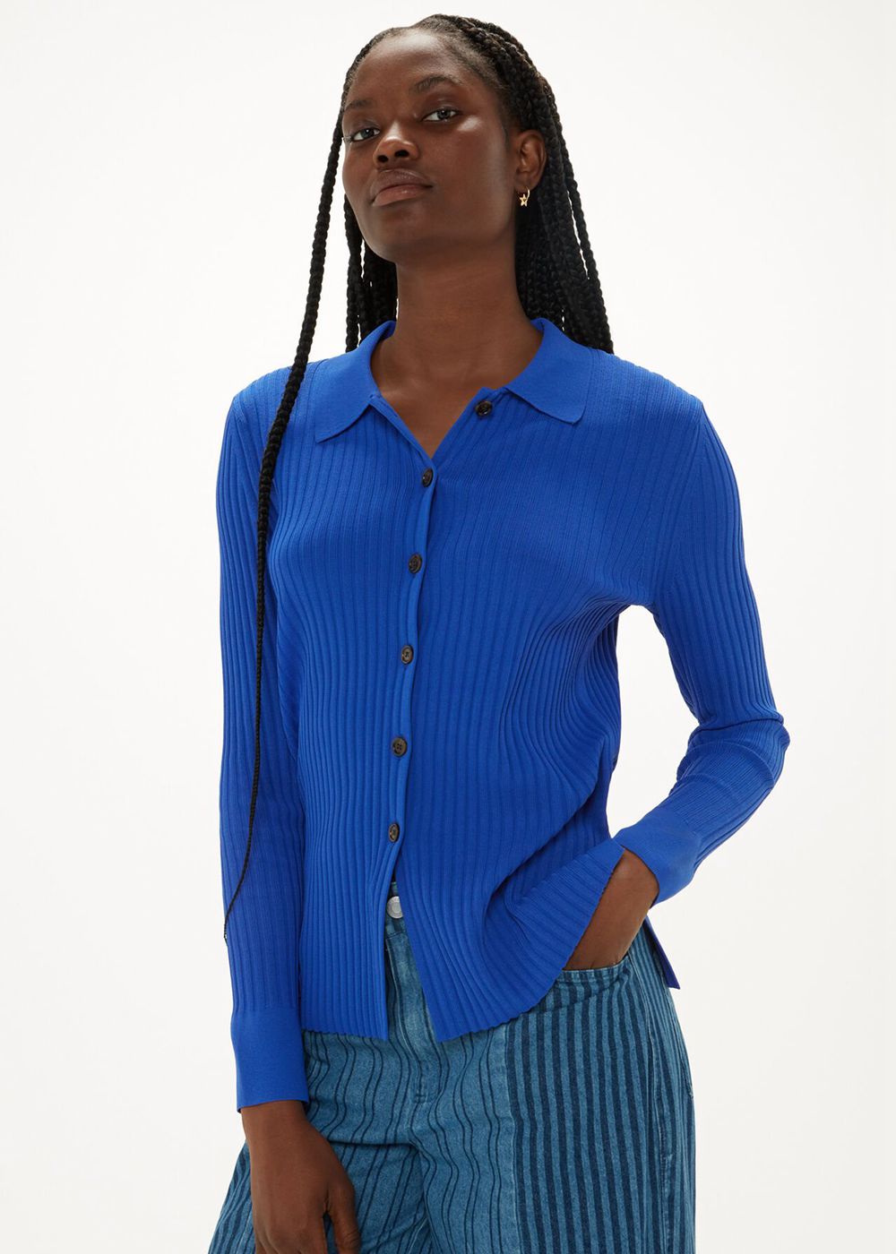 Whistles Collar Ribbed Knitwear Blue | US-61280DVUN