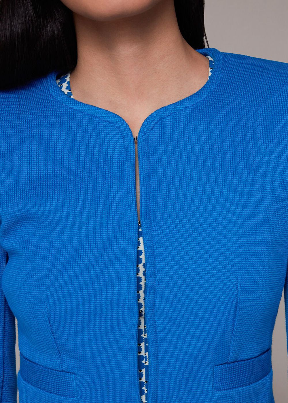 Whistles Collarless Jersey Jacket Blue | US-51309VBNW