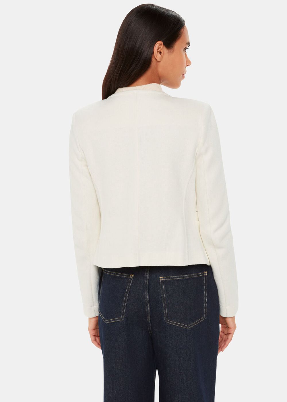 Whistles Collarless Jersey Jacket White | US-31640EICW