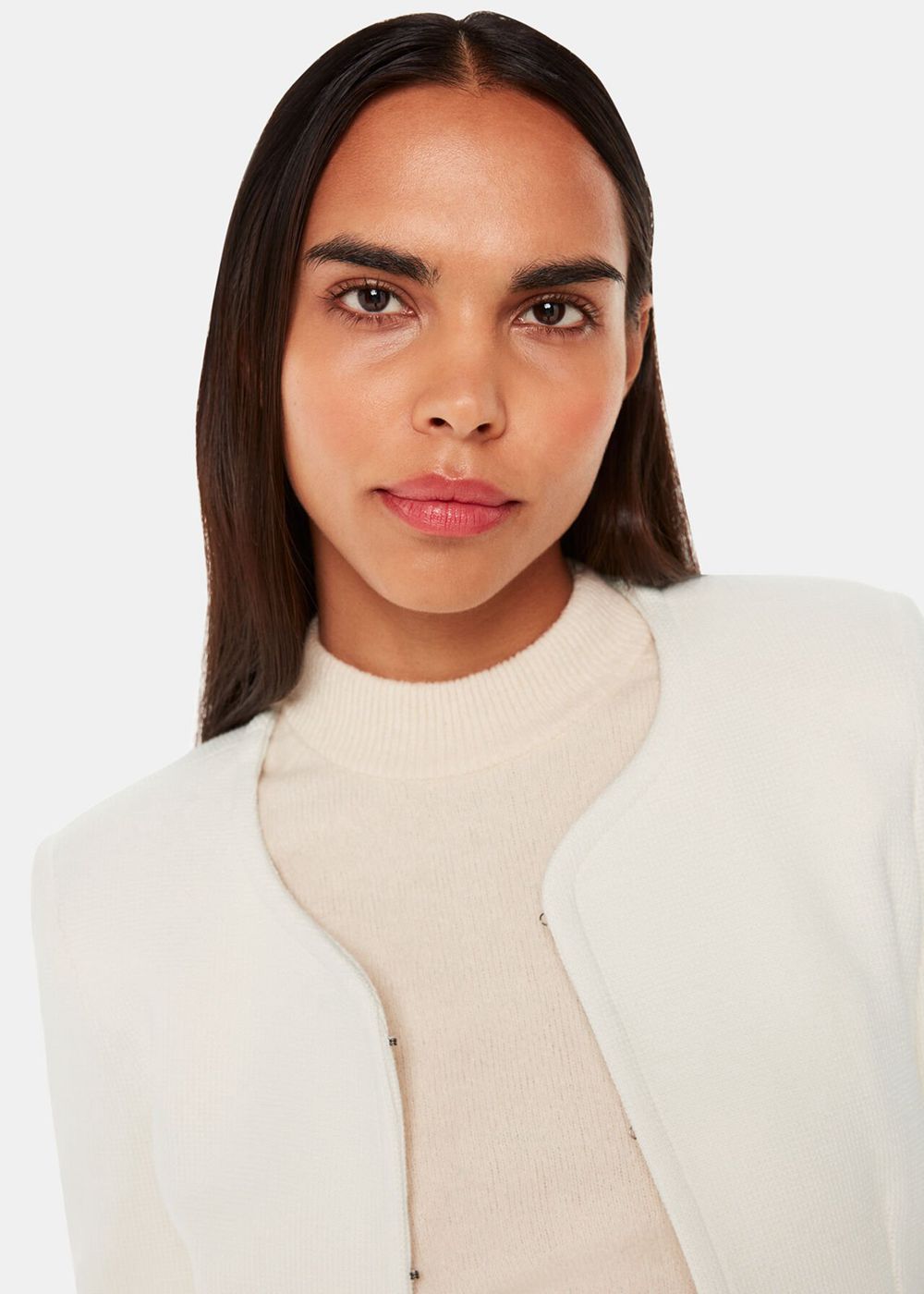 Whistles Collarless Jersey Jacket White | US-31640EICW