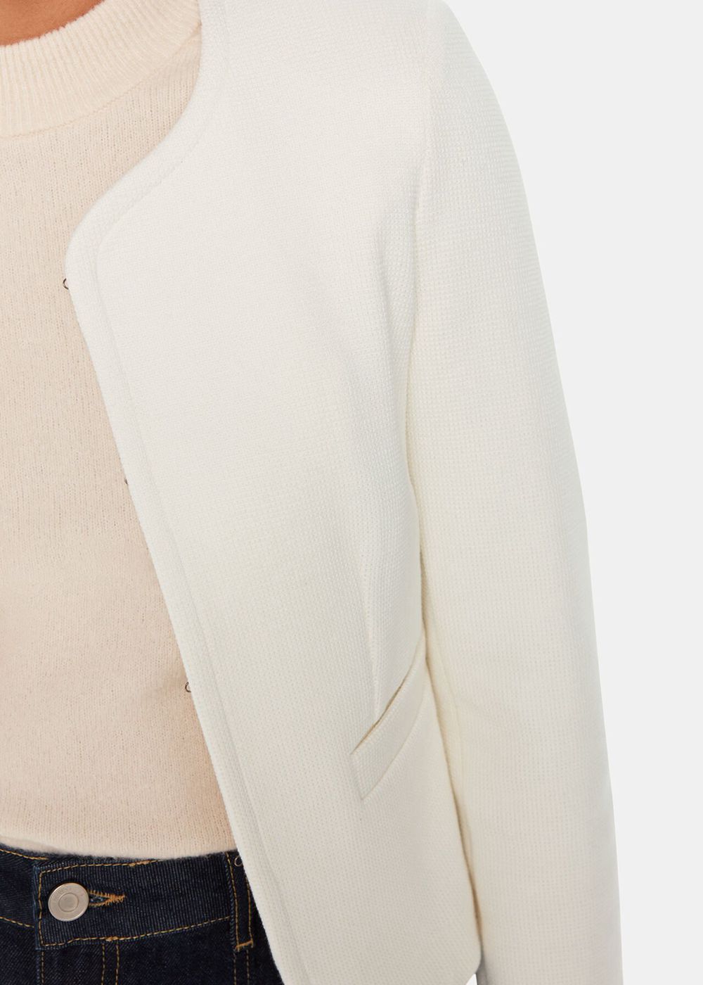 Whistles Collarless Jersey Jacket White | US-31640EICW