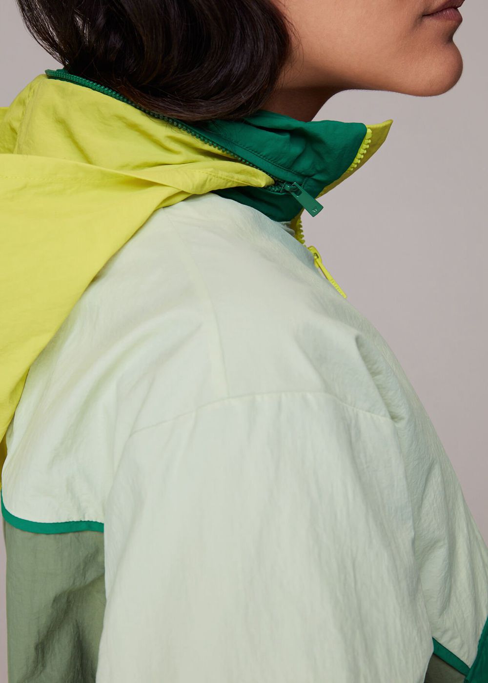 Whistles Colour Block Anorak Jacket Green / Multicolor | US-79851MBQJ