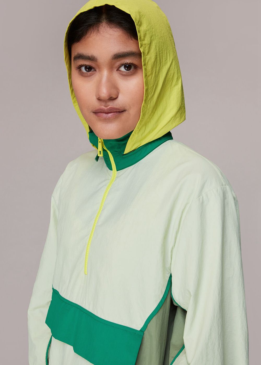 Whistles Colour Block Anorak Jacket Green / Multicolor | US-79851MBQJ