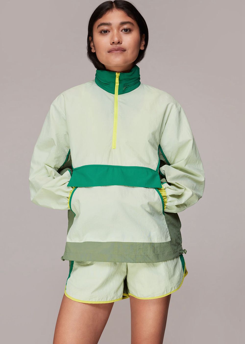 Whistles Colour Block Anorak Jacket Green / Multicolor | US-79851MBQJ