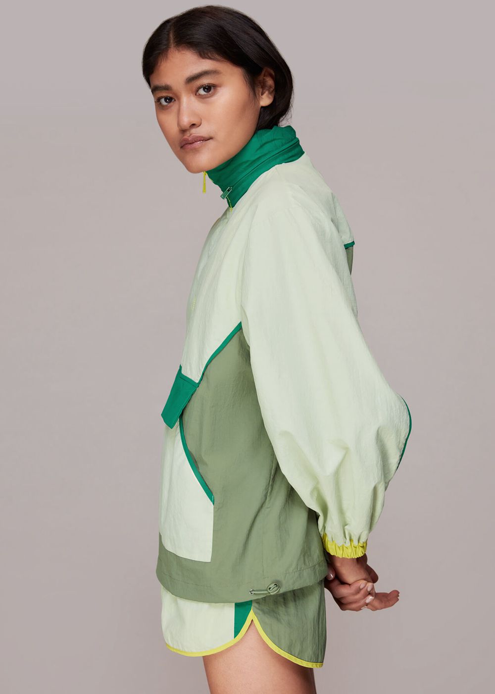 Whistles Colour Block Anorak Jacket Green / Multicolor | US-79851MBQJ