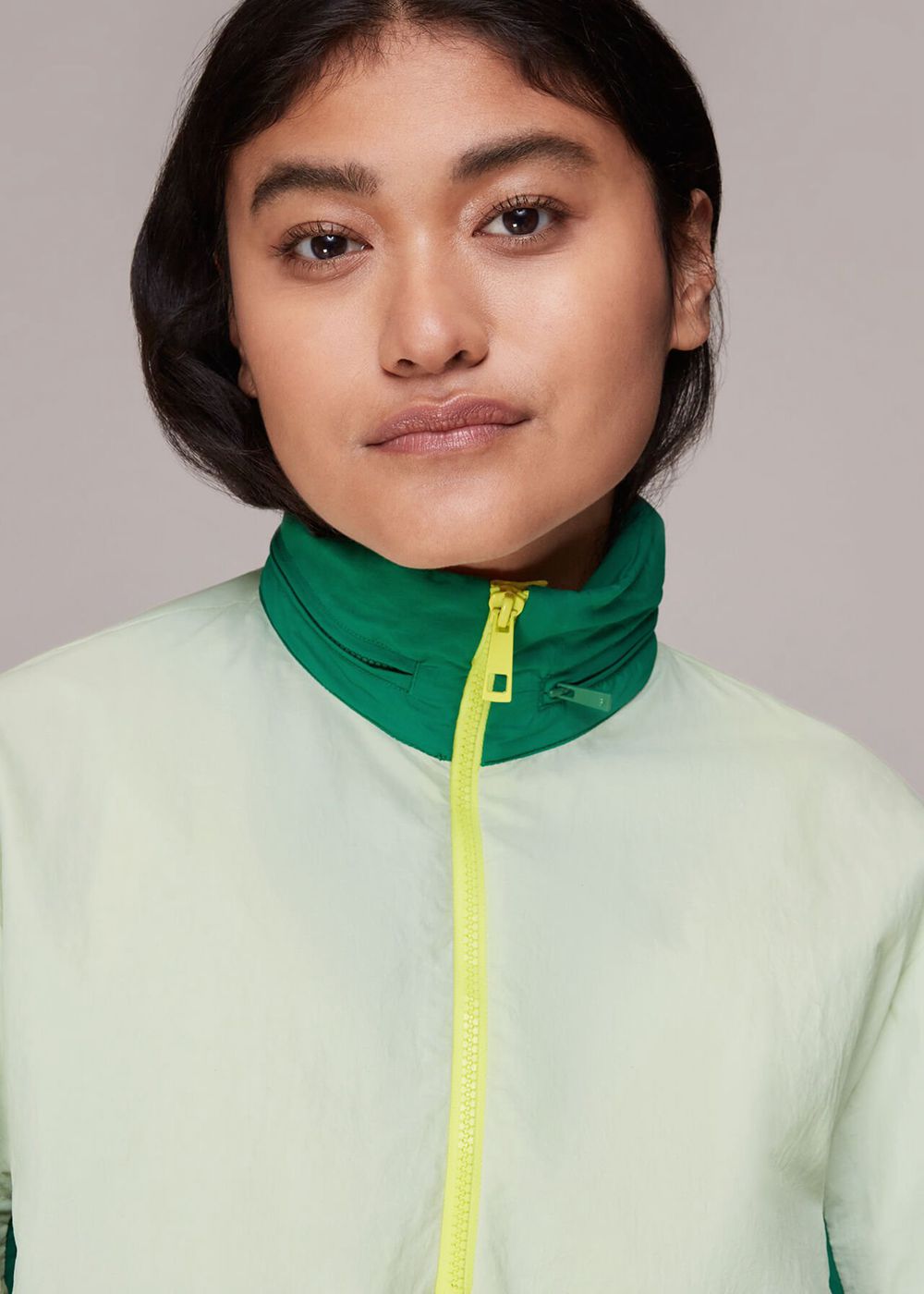 Whistles Colour Block Anorak Jacket Green / Multicolor | US-79851MBQJ