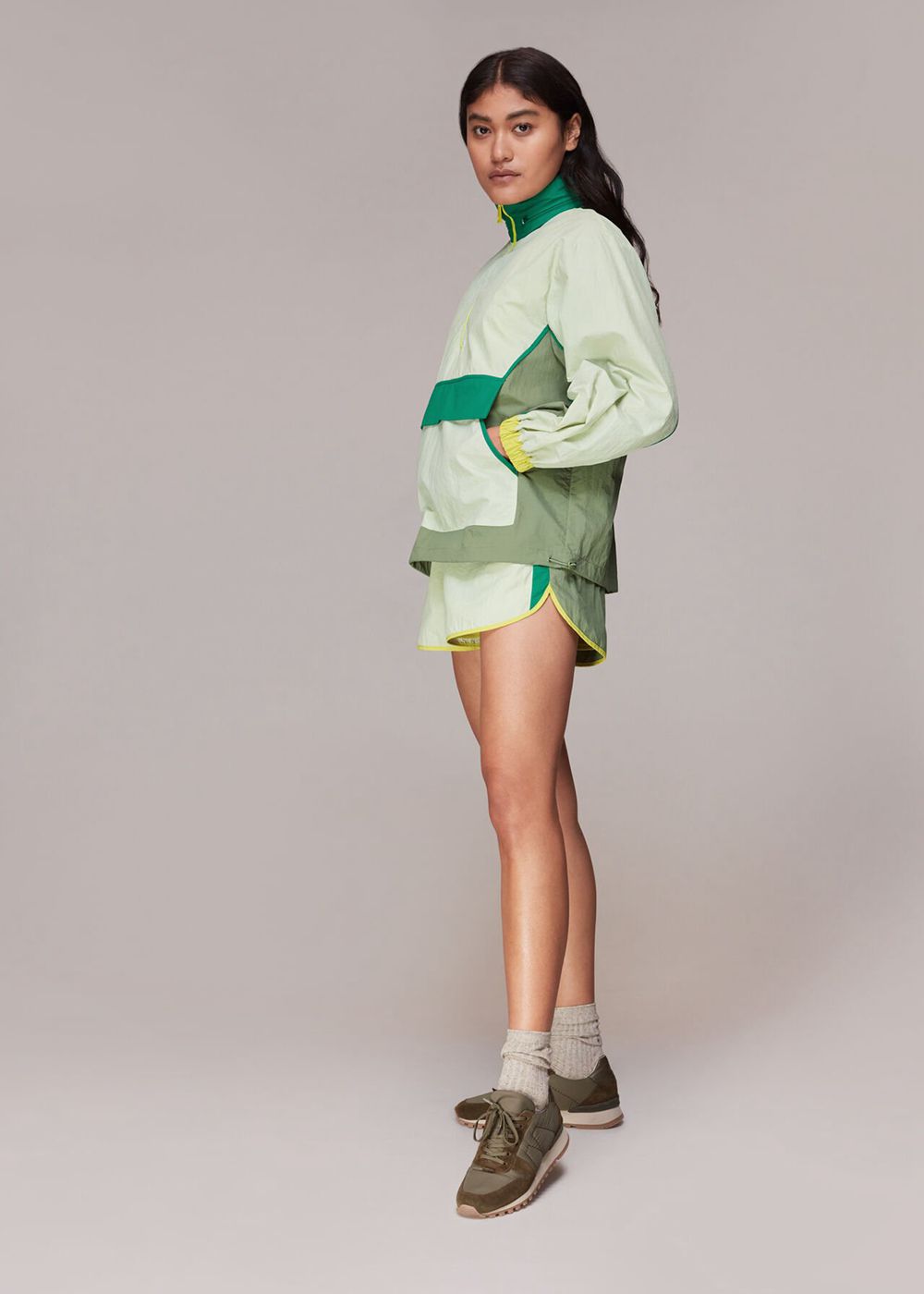 Whistles Colour Block Anorak Jacket Green / Multicolor | US-79851MBQJ