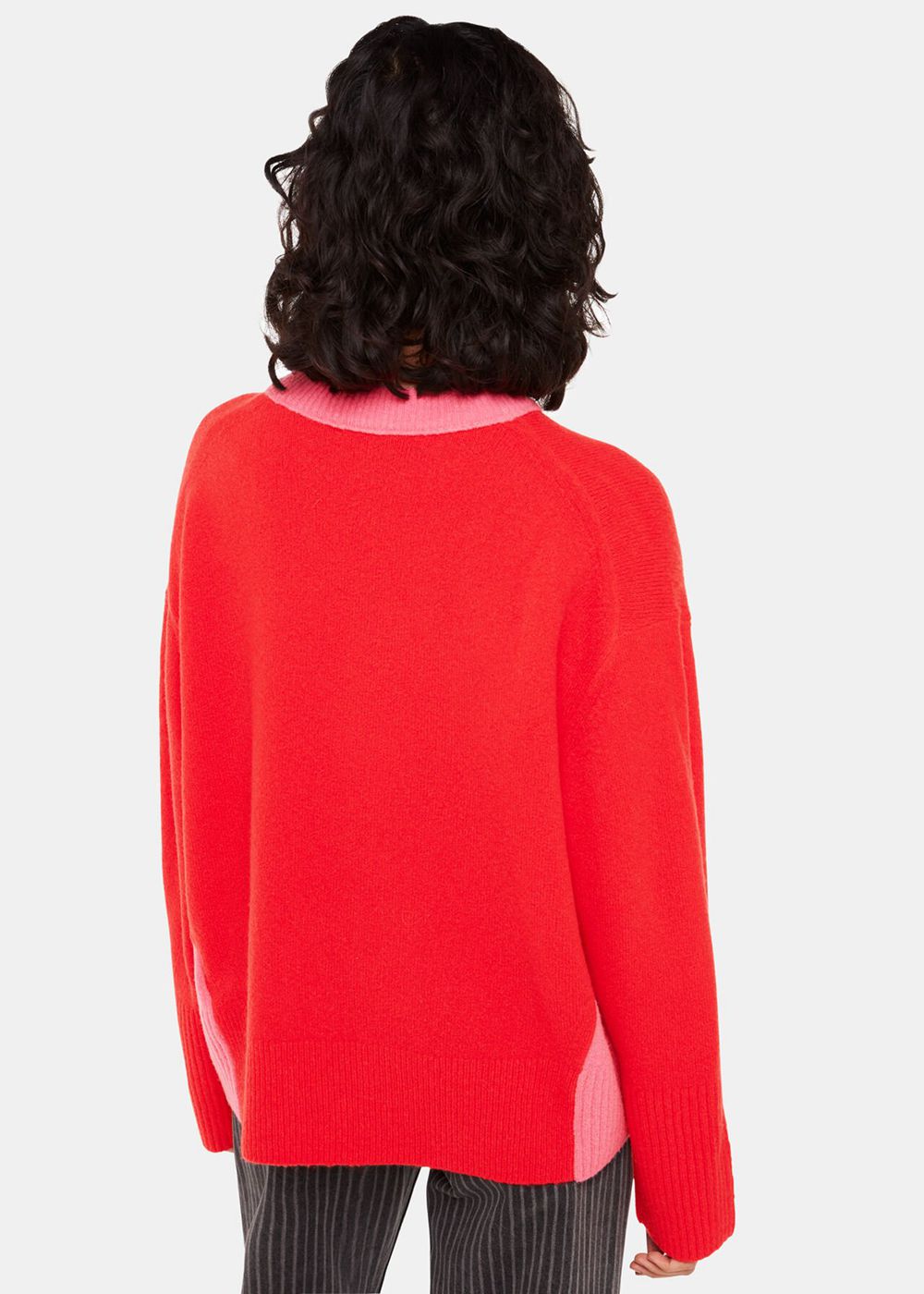 Whistles Colour Block Crew Neck Knitwear Red / Multicolor | US-84073HIPS