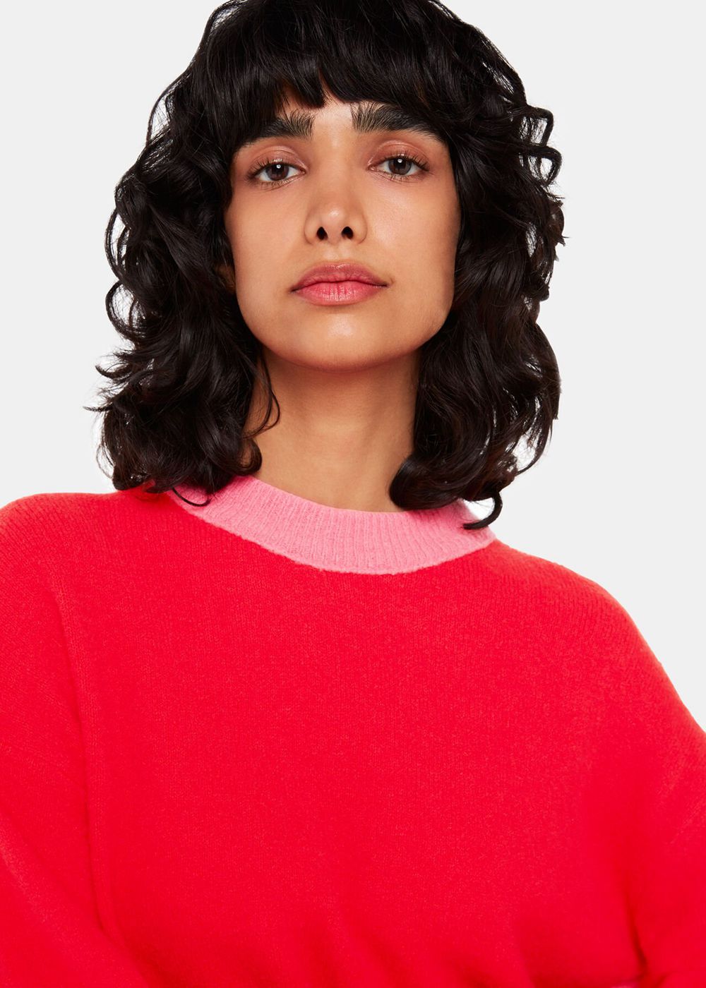 Whistles Colour Block Crew Neck Knitwear Red / Multicolor | US-84073HIPS