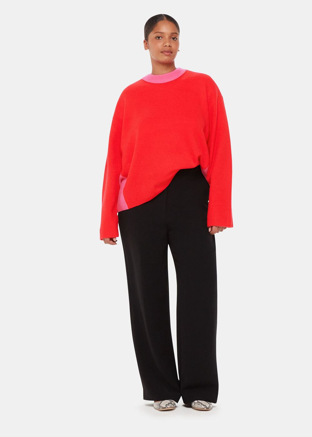 Whistles Colour Block Crew Neck Knitwear Red / Multicolor | US-84073HIPS