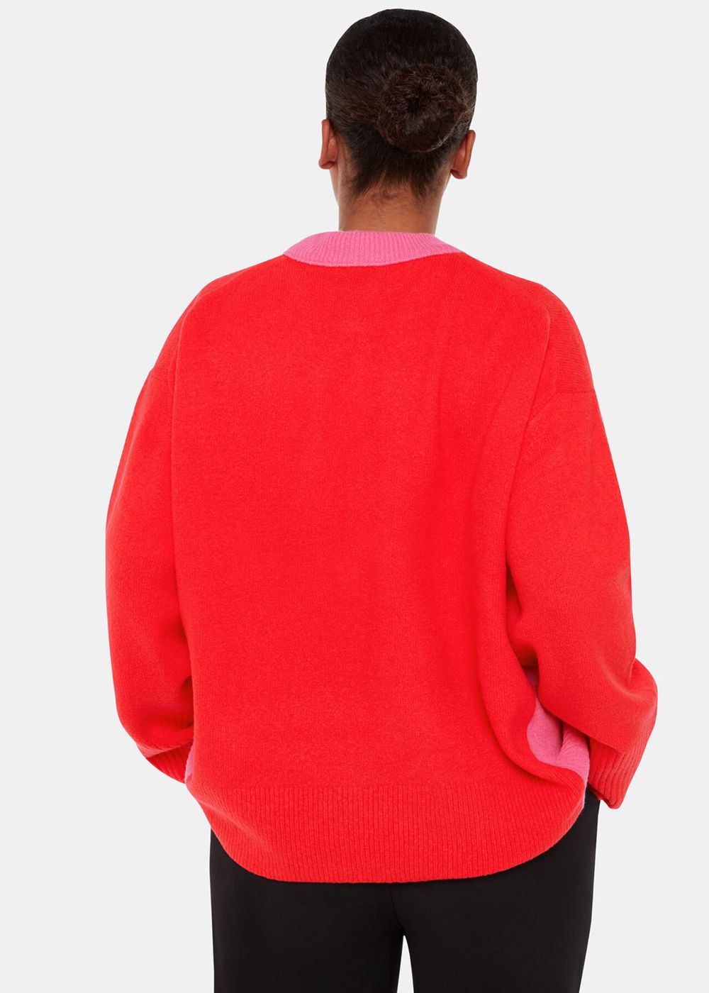 Whistles Colour Block Crew Neck Knitwear Red / Multicolor | US-84073HIPS