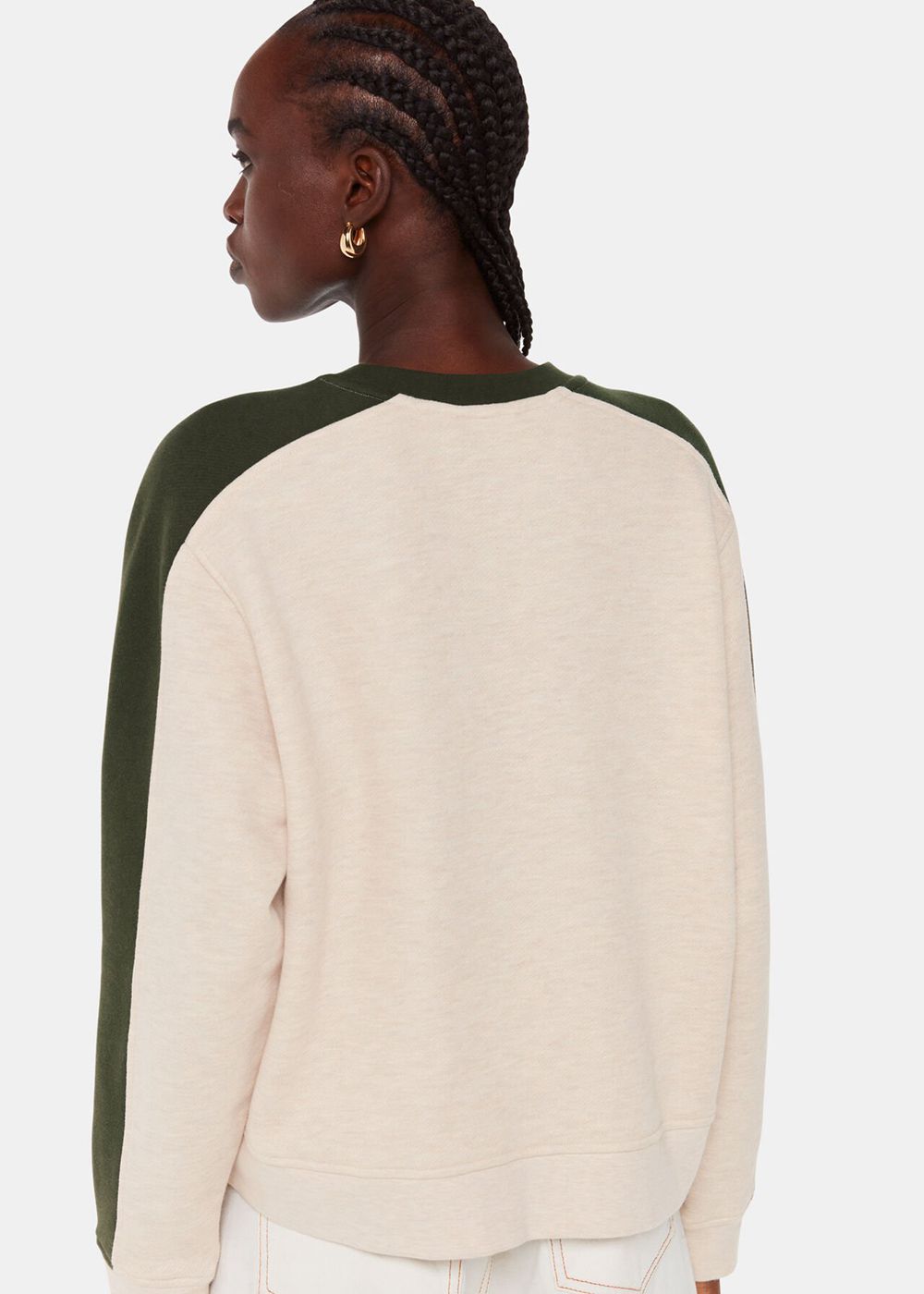 Whistles Colourblock Sweat Top Khaki / Multicolor | US-10965YBEQ