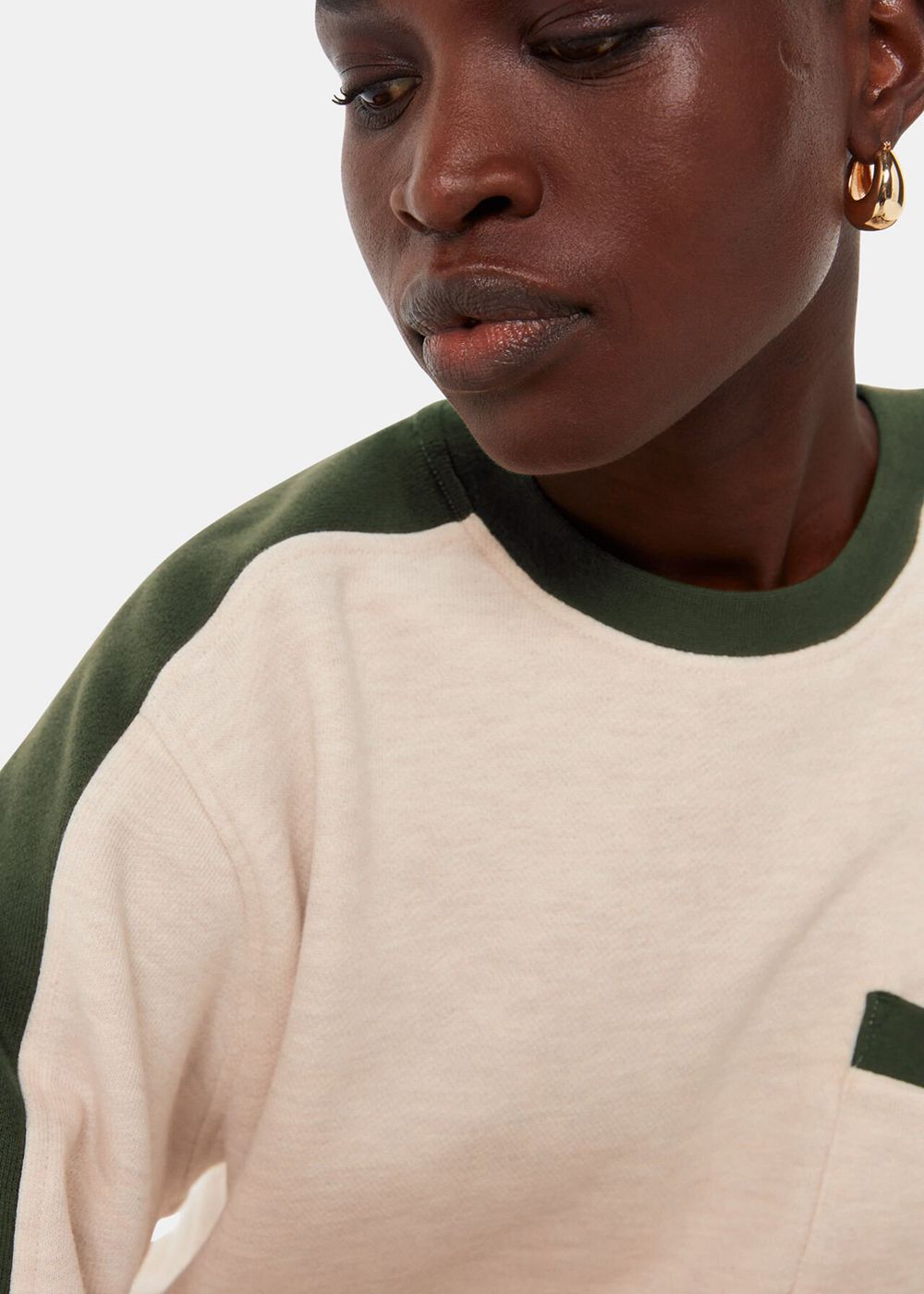 Whistles Colourblock Sweat Top Khaki / Multicolor | US-10965YBEQ