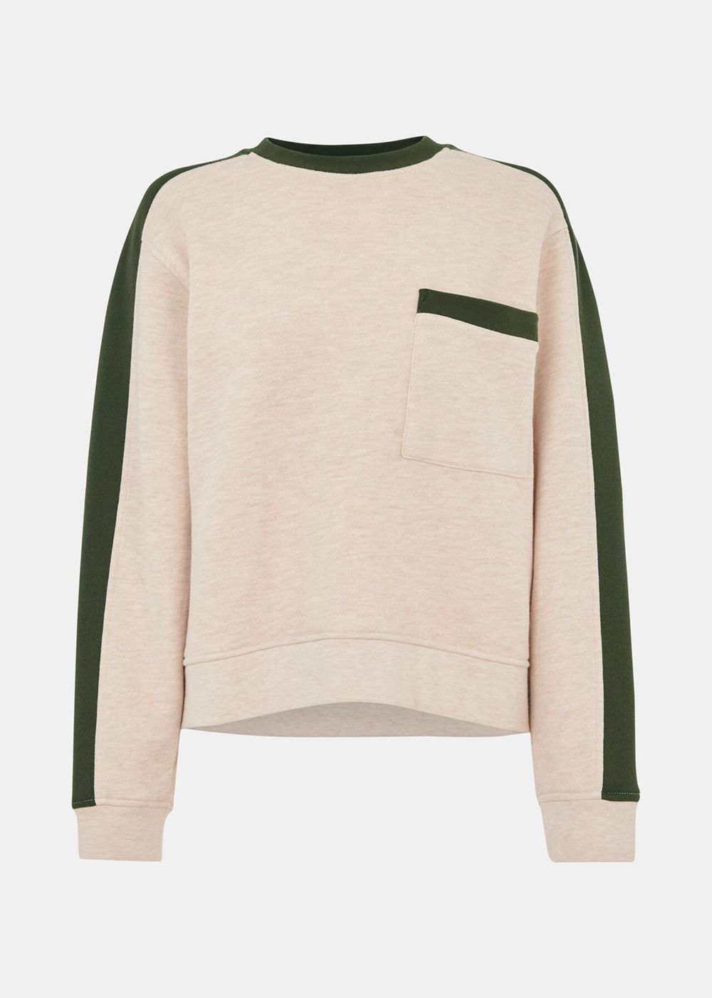 Whistles Colourblock Sweat Top Khaki / Multicolor | US-10965YBEQ