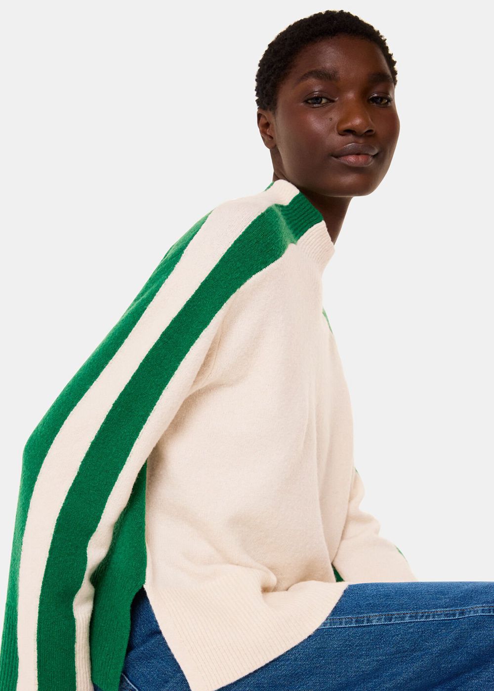 Whistles Colourblock Wool Mix Knitwear Green / Multicolor | US-47098MHWB