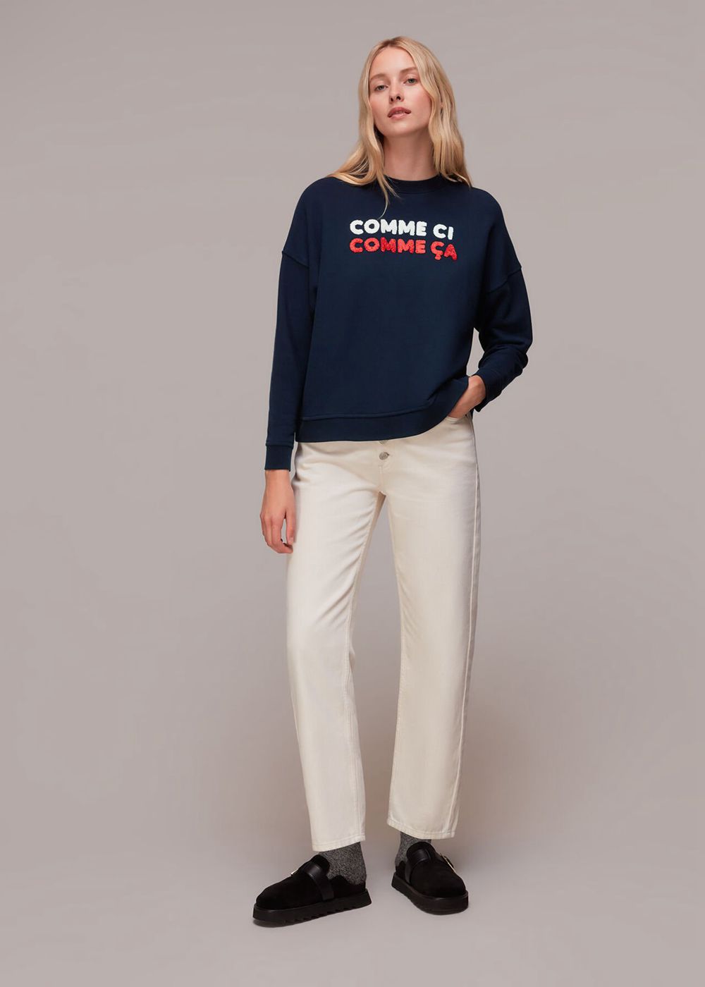 Whistles Comme Ci Comme Ca Sweatshirt Navy | US-31065YVGL