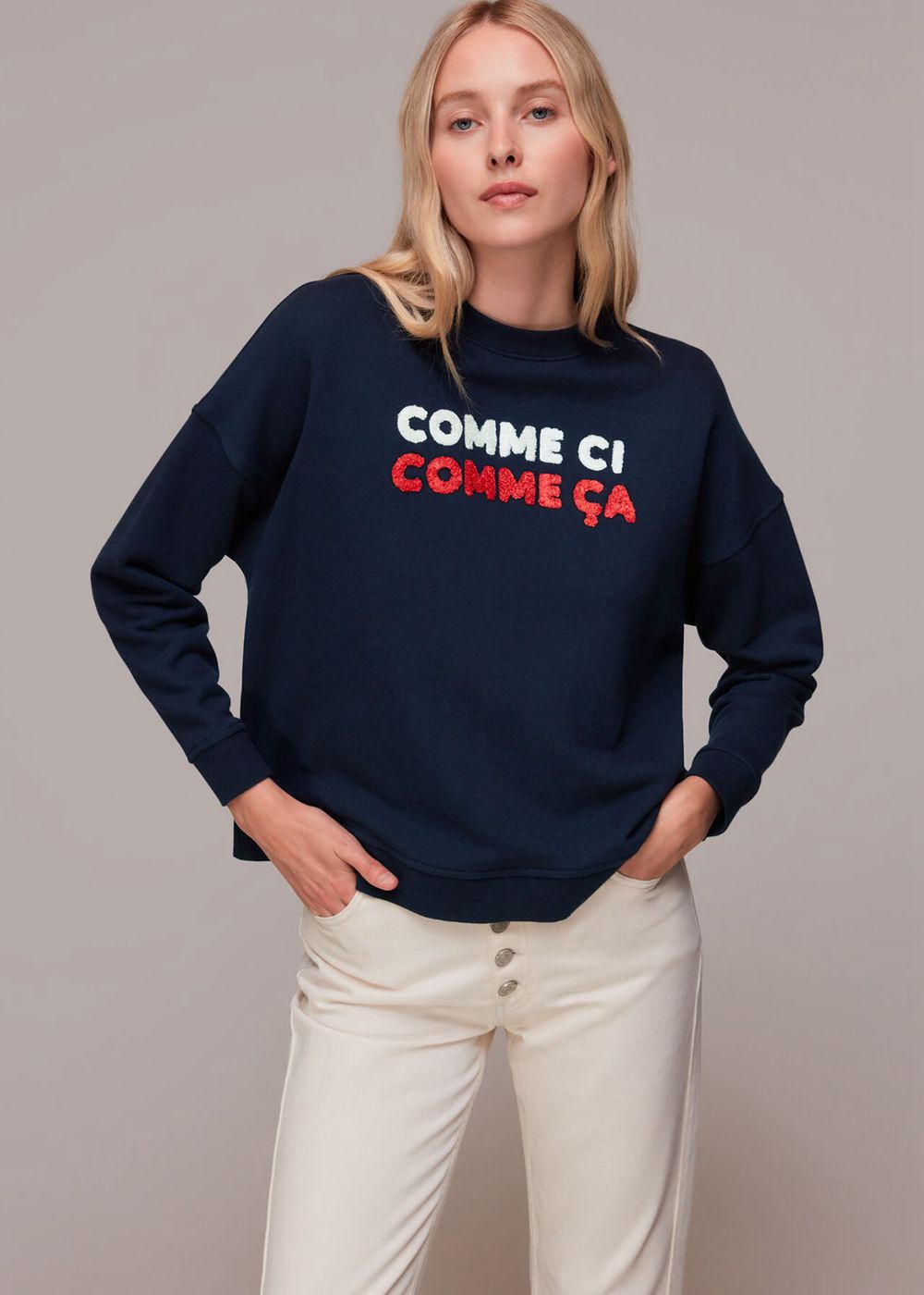 Whistles Comme Ci Comme Ca Sweatshirt Navy | US-31065YVGL