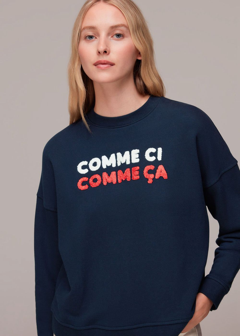 Whistles Comme Ci Comme Ca Sweatshirt Navy | US-31065YVGL