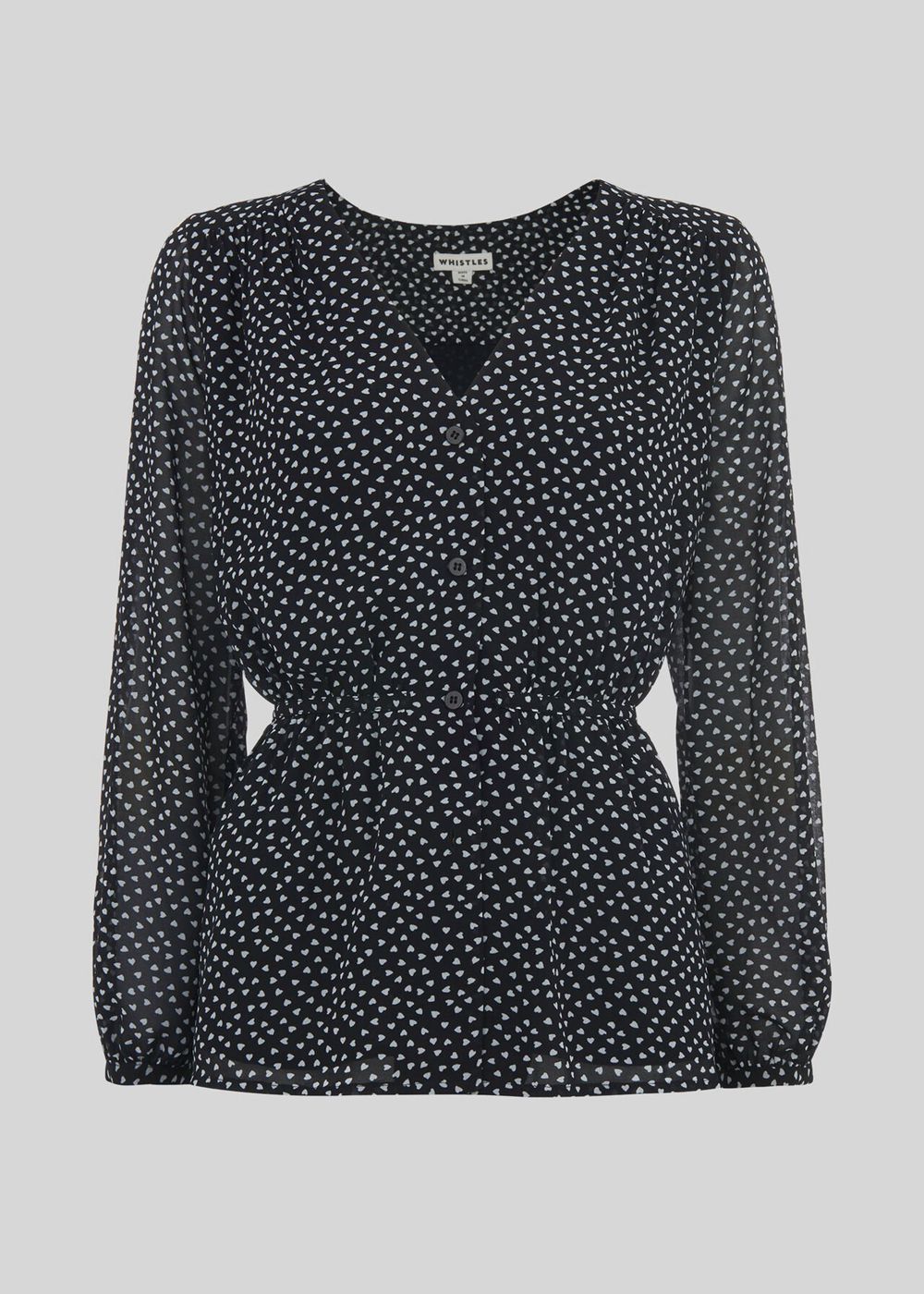 Whistles Confetti Heart Print Tie Top Black White | US-27931SNBC