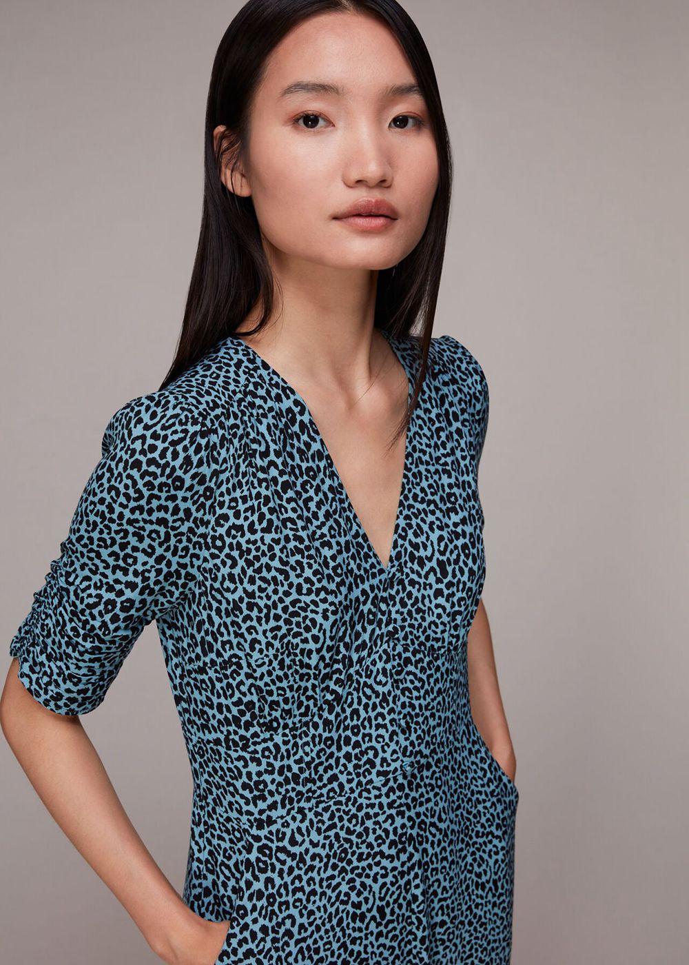 Whistles Contrast Leopard Jumpsuit Blue / Multicolor | US-18465BSTE