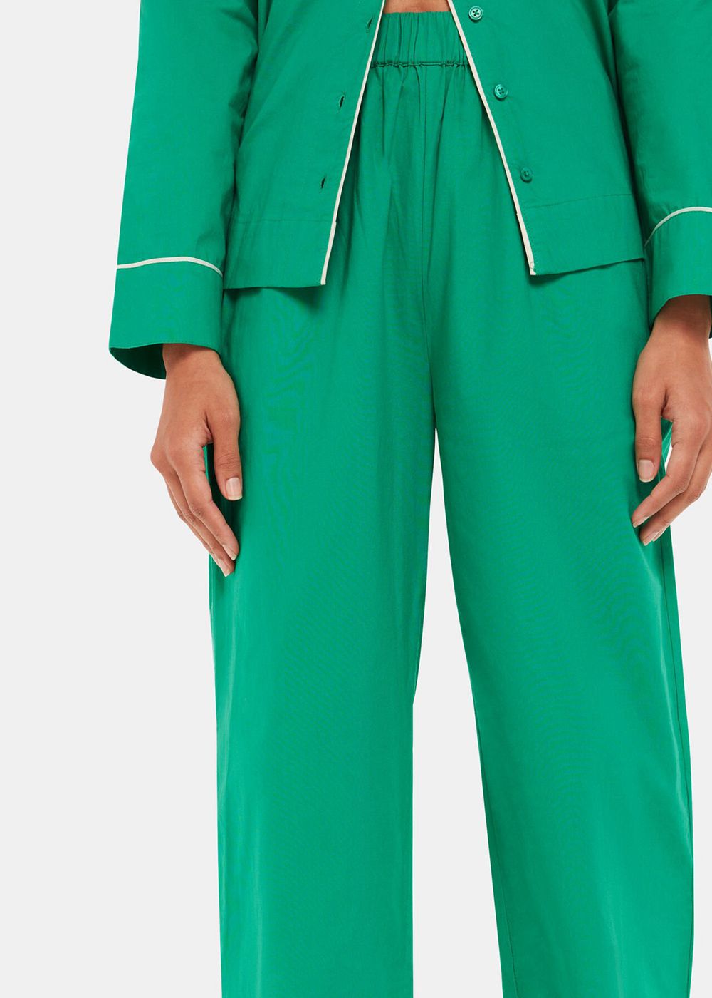 Whistles Contrast Piping Pyjamas Green / Multicolor | US-83597EVZG