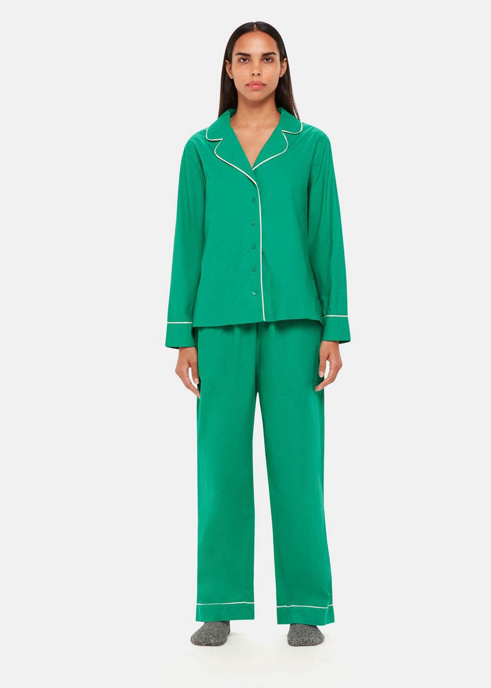 Whistles Contrast Piping Pyjamas Green / Multicolor | US-83597EVZG