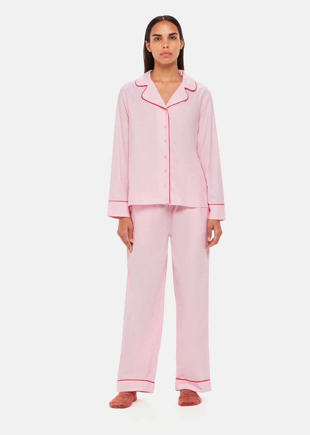 Whistles Contrast Piping Pyjamas Pink / Multicolor | US-03945SJXM