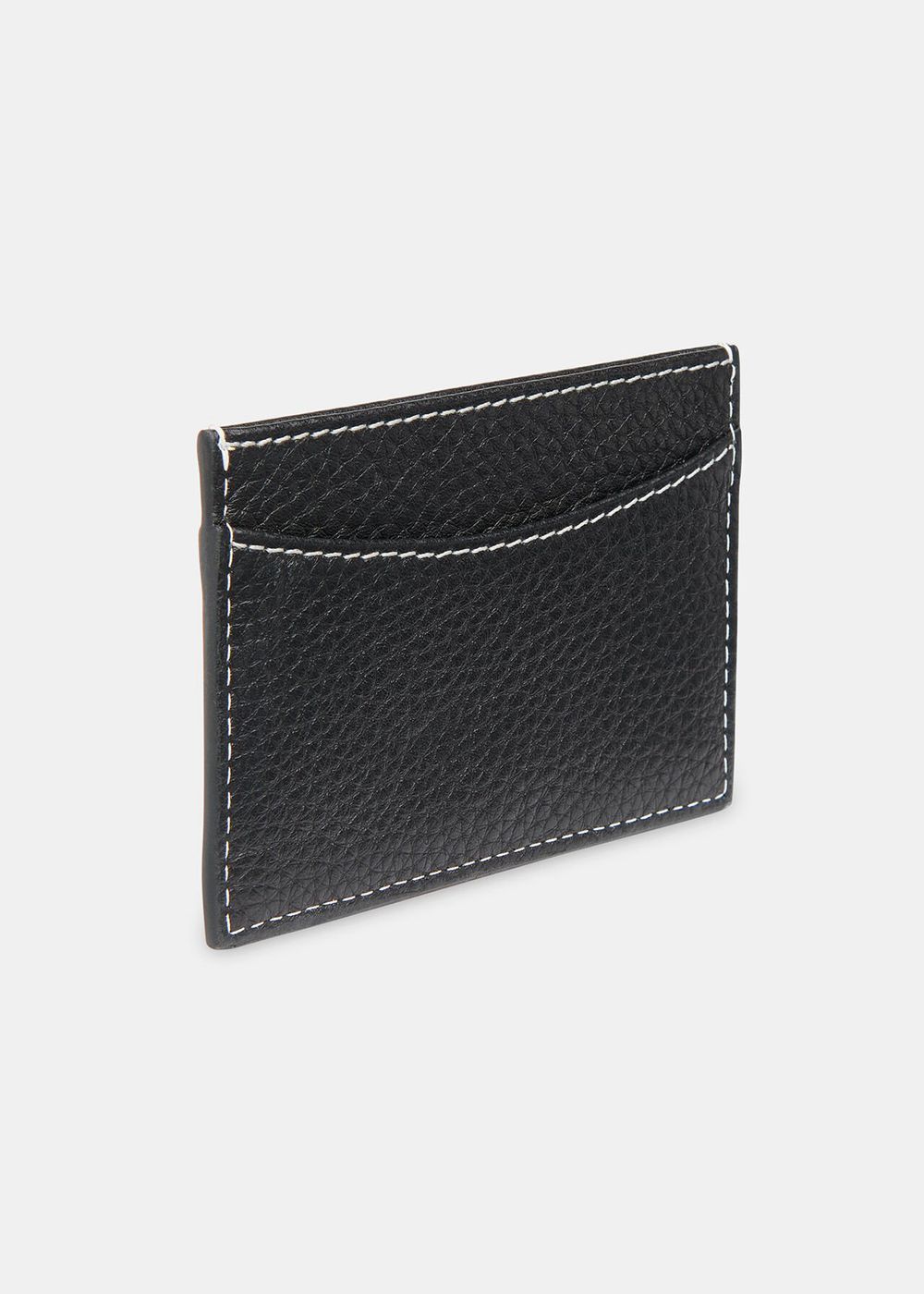 Whistles Contrast Stitch Card Holder Black | US-89217WFXL