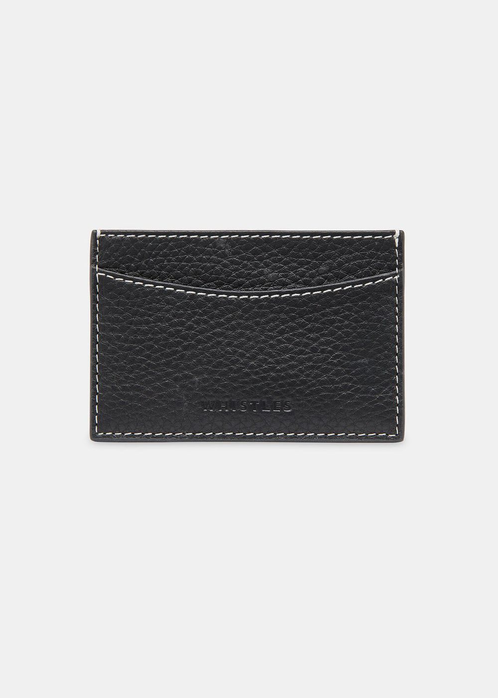 Whistles Contrast Stitch Card Holder Black | US-89217WFXL