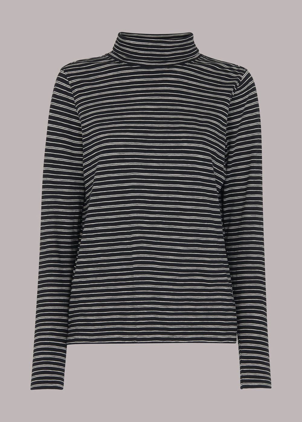 Whistles Contrasting Stripe Roll Neck Top Black / Multicolor | US-86547OECI