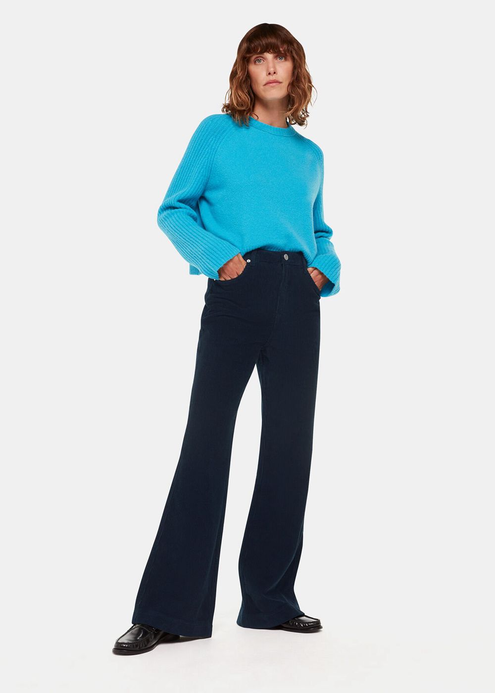 Whistles Corduroy Flared Jeans Navy | US-37180IXOP