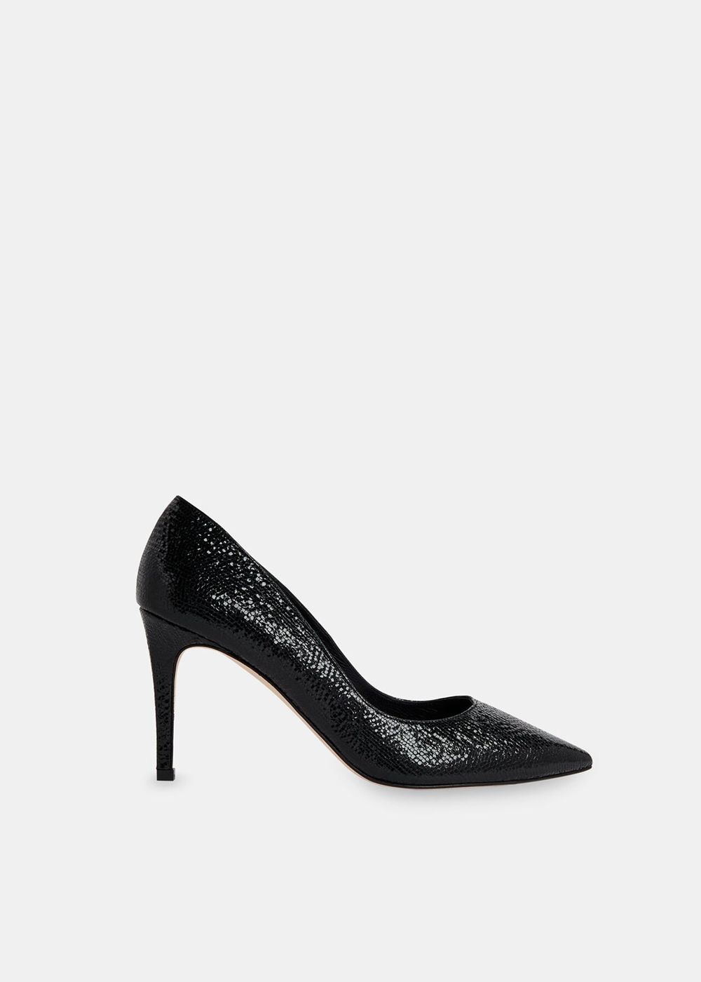 Whistles Corie Textured Heels Black | US-82965CDUM