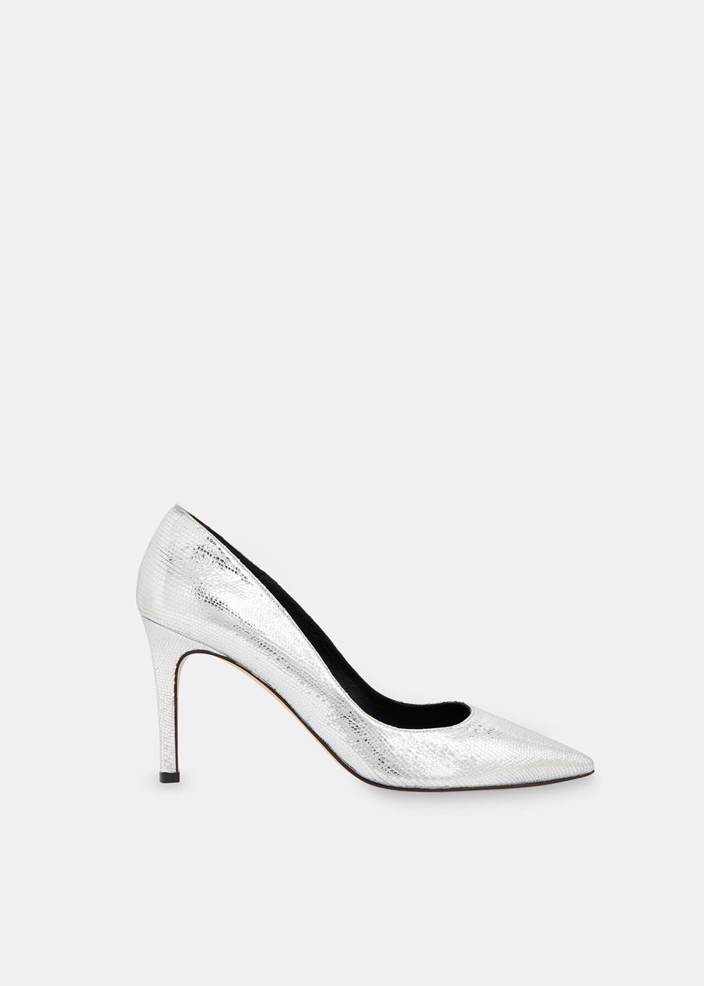 Whistles Corie Textured Heels Silver | US-92418KOHW