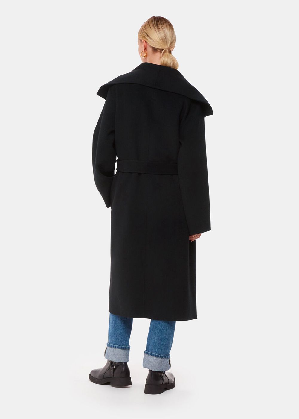 Whistles Cosima Double Face Collar Coat Black | US-41790JRFY