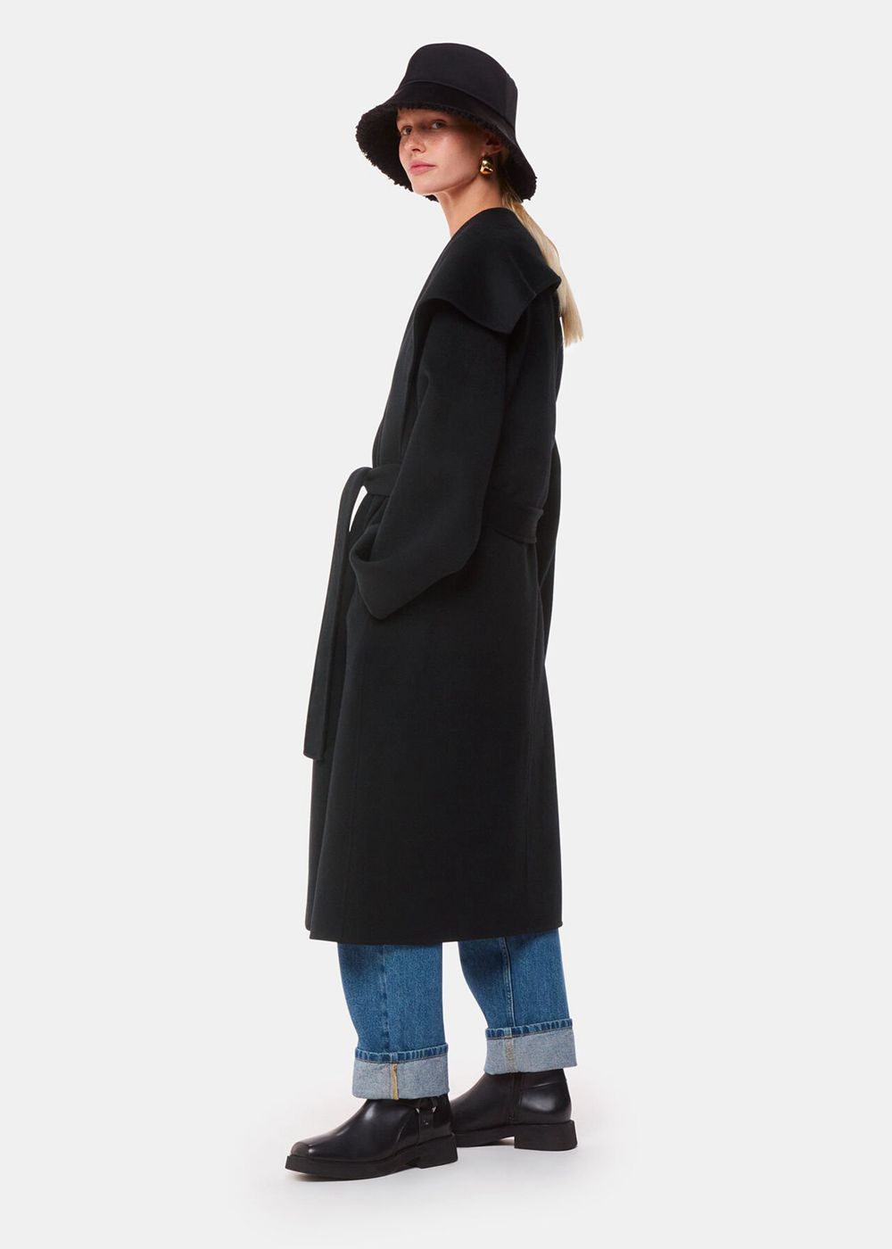 Whistles Cosima Double Face Collar Coat Black | US-41790JRFY