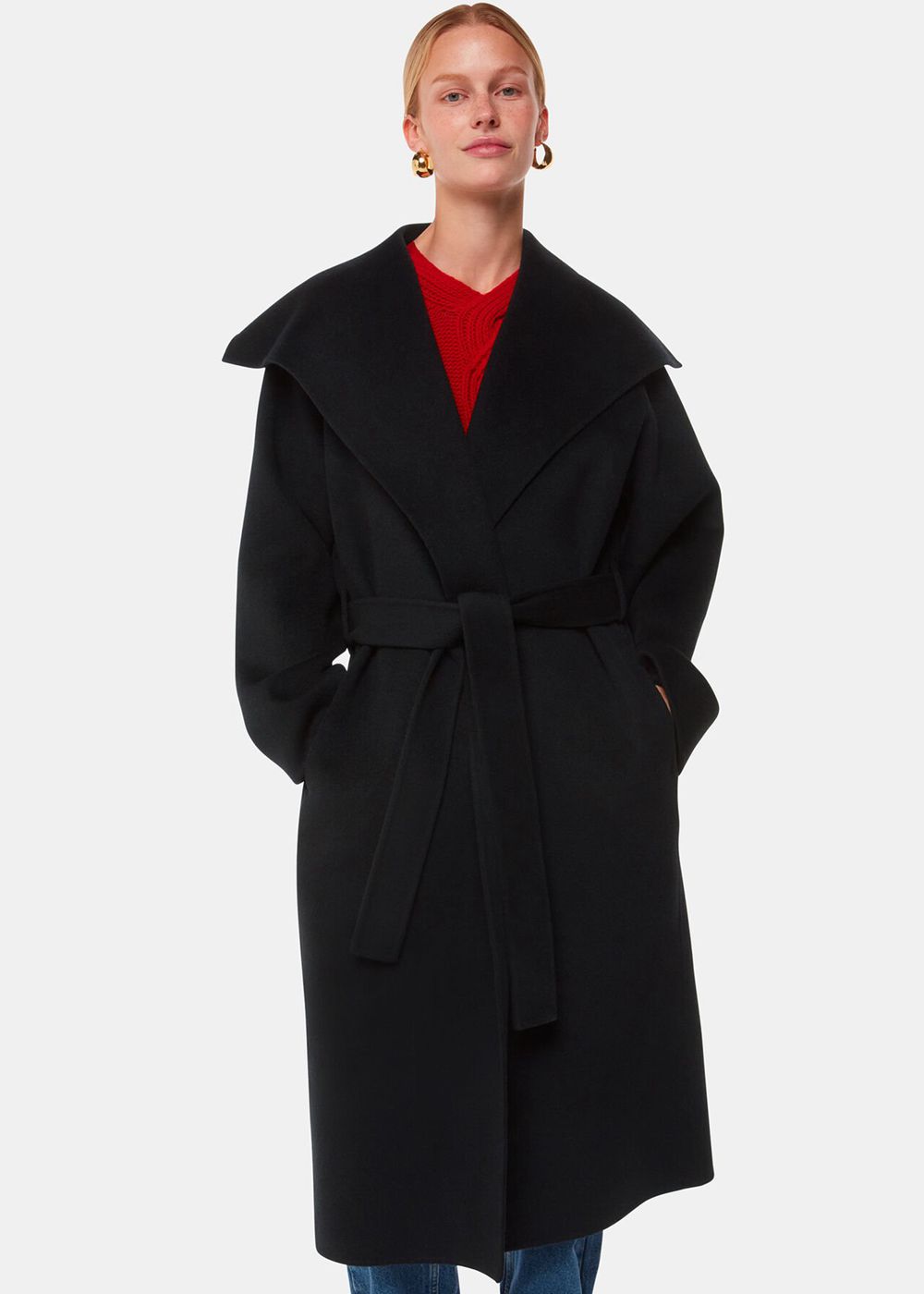 Whistles Cosima Double Face Collar Coat Black | US-41790JRFY