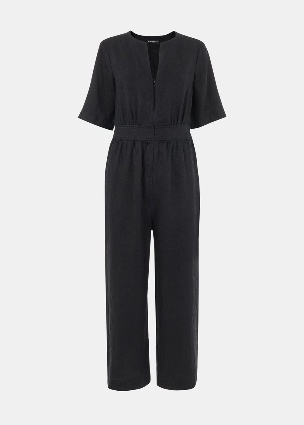 Whistles Cosima Linen Jumpsuit Black | US-24893KNQV