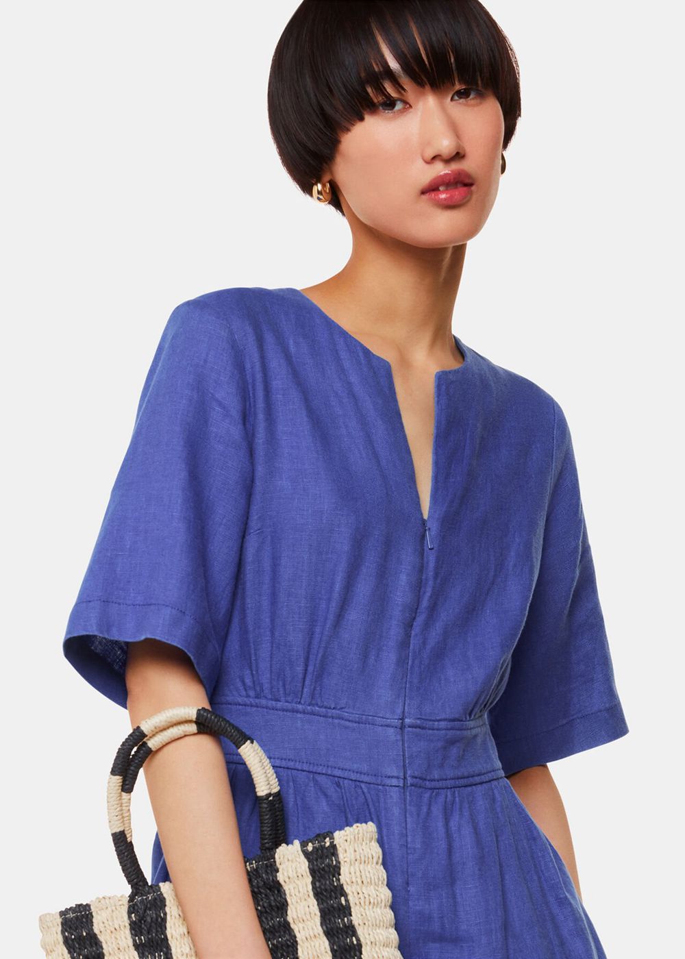 Whistles Cosima Linen Jumpsuit Deep Blue | US-72539LDZS