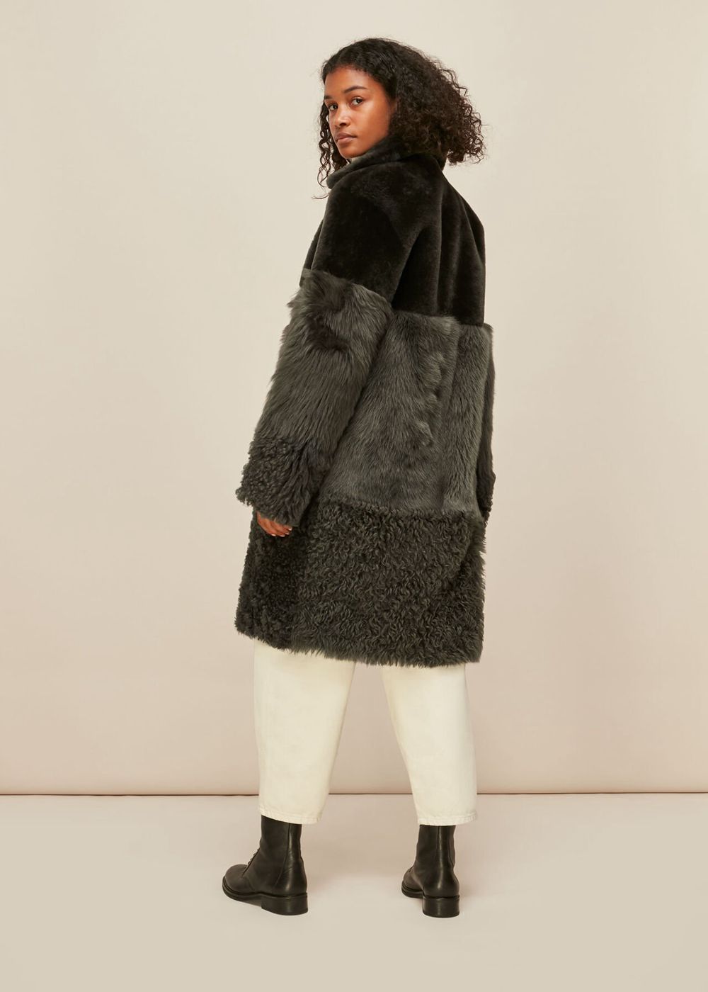 Whistles Cosma Shearling Coat Khaki | US-65791OQFW