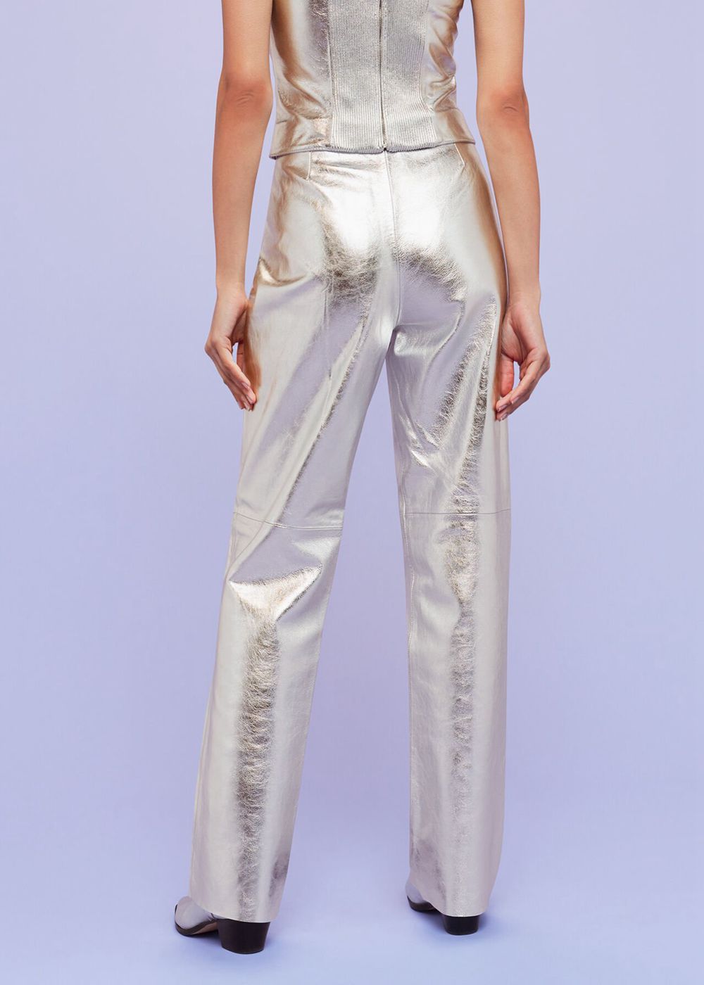 Whistles Cosmo Leather Pants Silver | US-37698BEGQ