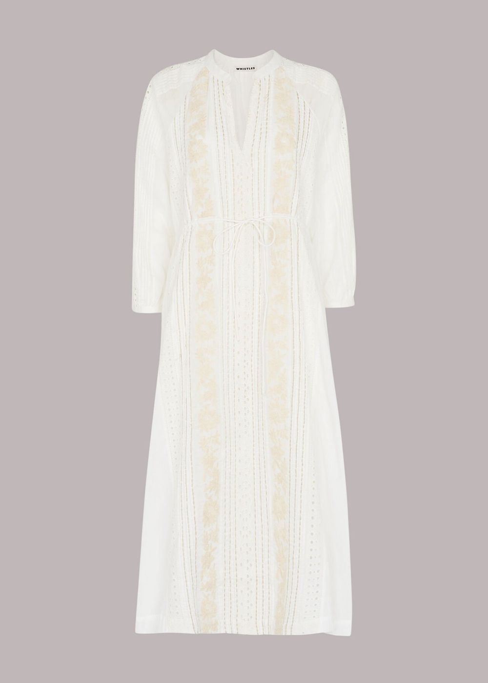 Whistles Cotton Embroidered Dress White | US-32870GTQE