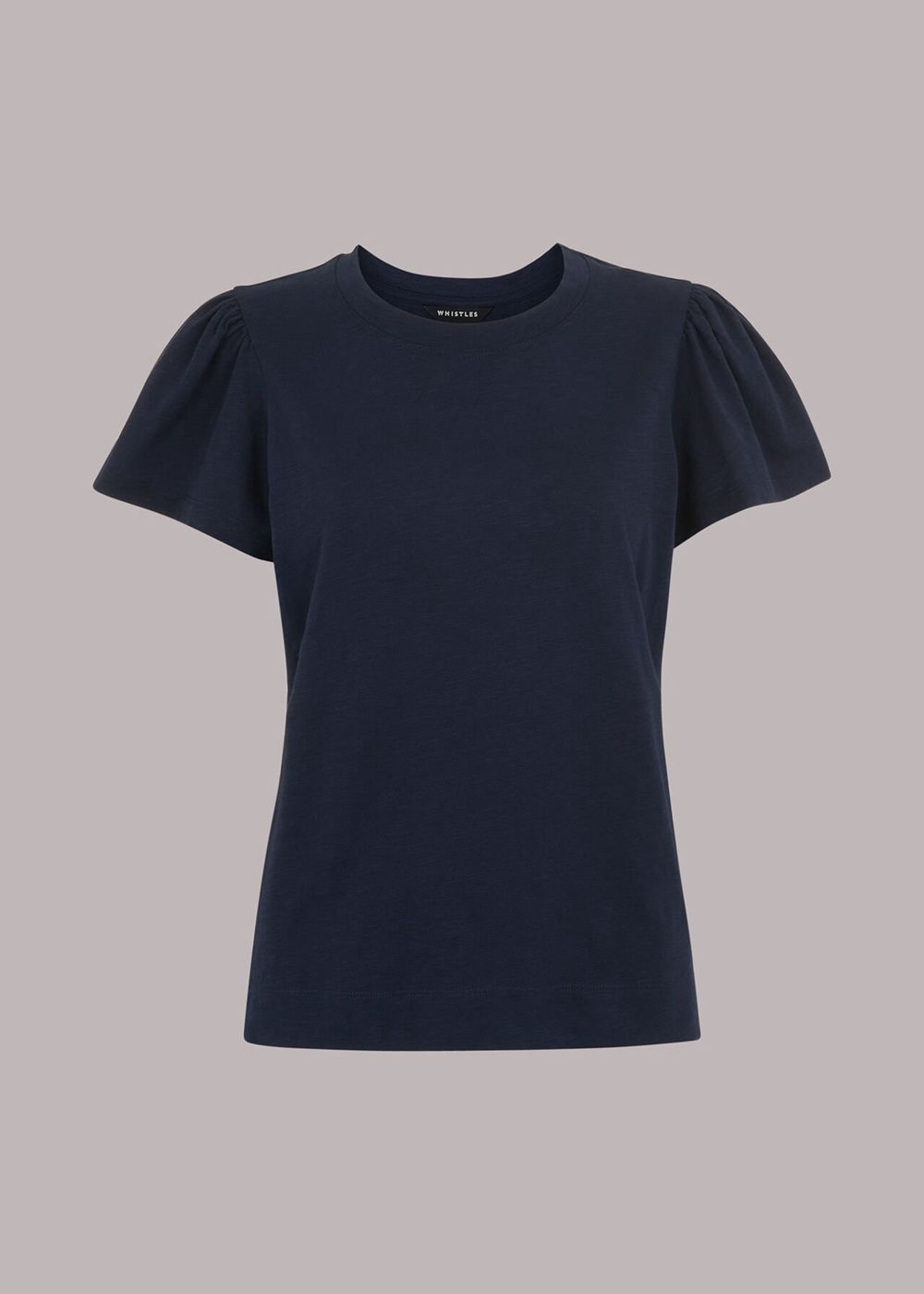 Whistles Cotton Frill Sleeve T-Shirt Navy | US-10629VYEP