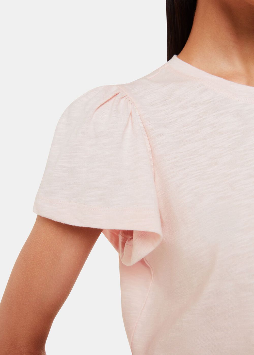 Whistles Cotton Frill Sleeve T-Shirt Pink | US-38759UOTQ