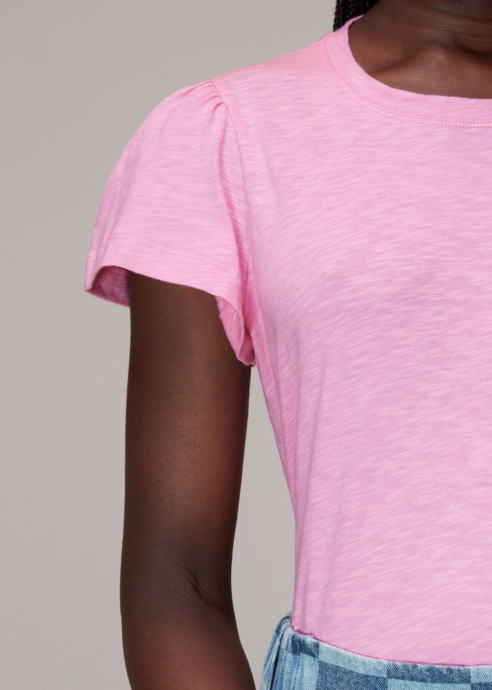 Whistles Cotton Frill Sleeve T-Shirt Pink | US-06912DVPS