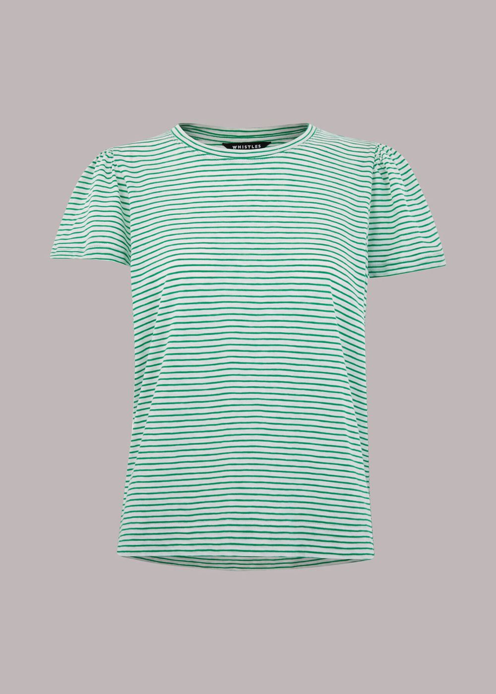 Whistles Cotton Frill Stripe T-Shirt Green / Multicolor | US-73592MYIP