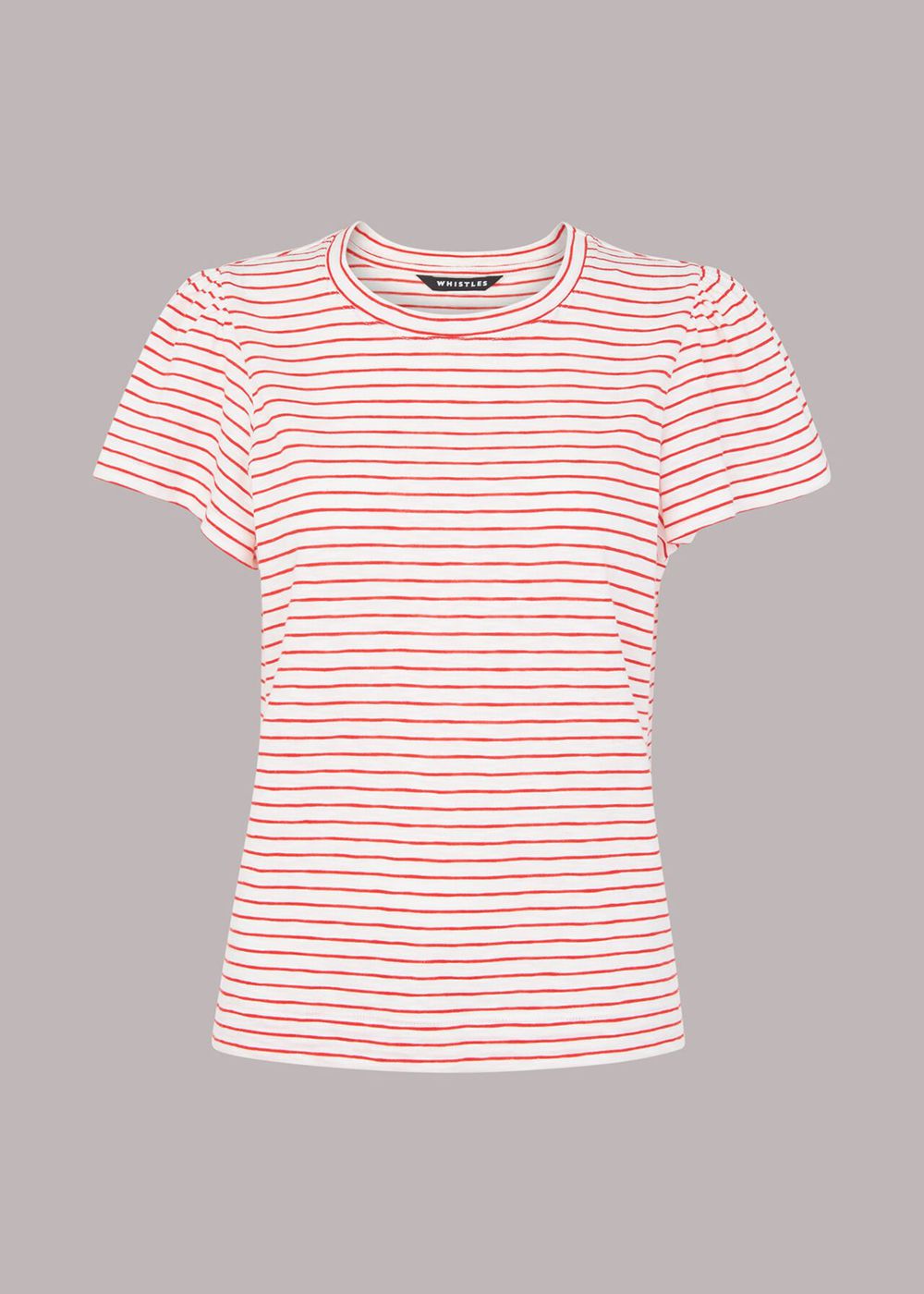 Whistles Cotton Frill Stripe T-Shirt Red / Multicolor | US-02791GWCJ