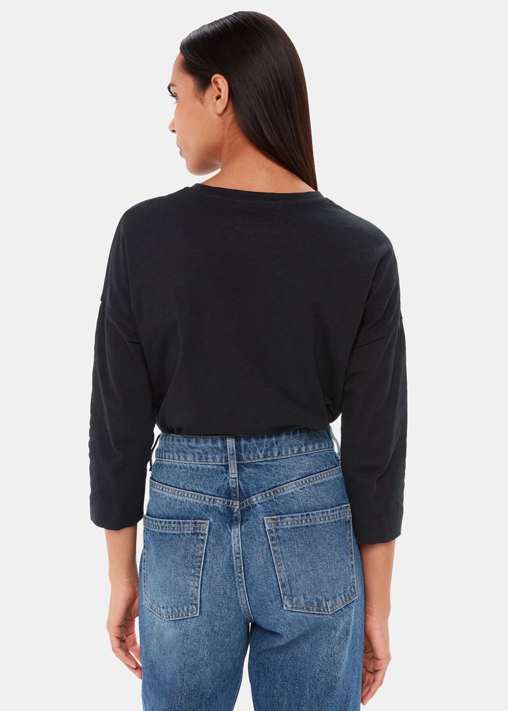 Whistles Cotton Patch Pocket Top Black | US-13942MJXV