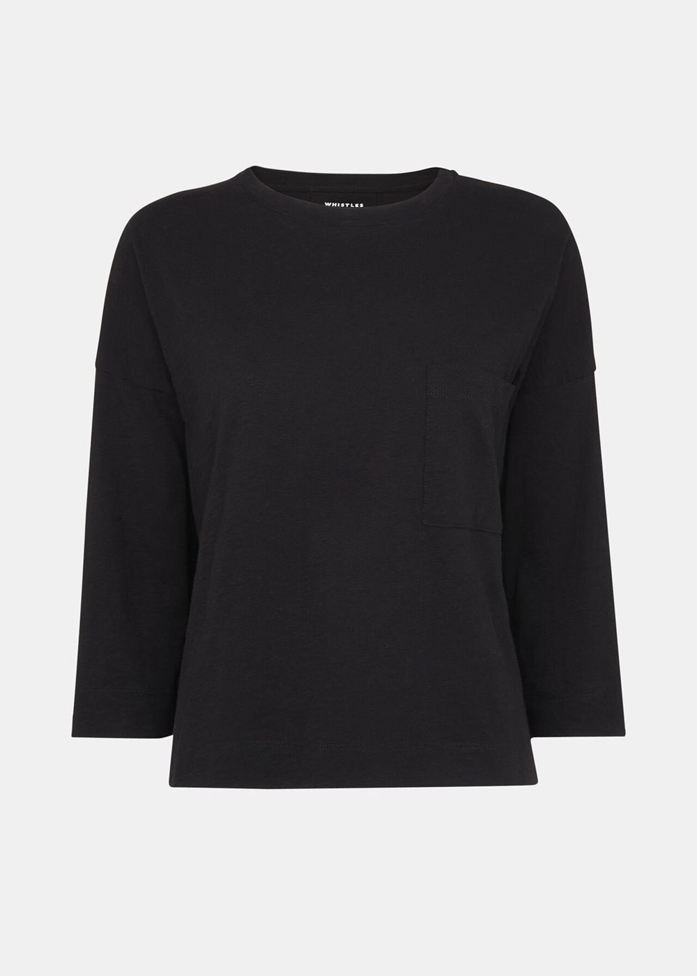 Whistles Cotton Patch Pocket Top Black | US-13942MJXV